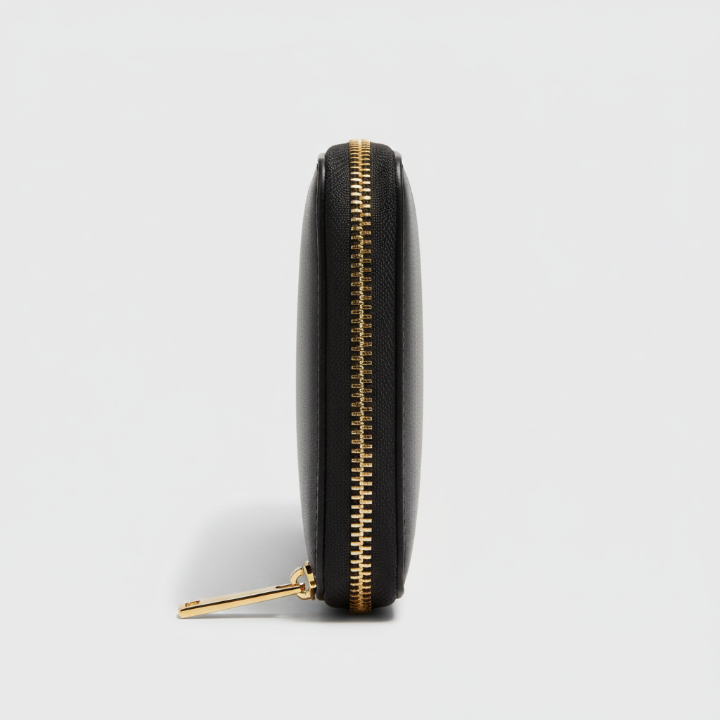 Black Continental Wallet — Side Profile View