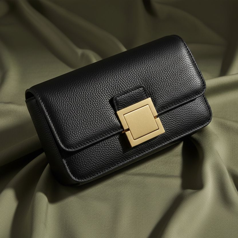Black Flap Shoulder Bag Product Shot