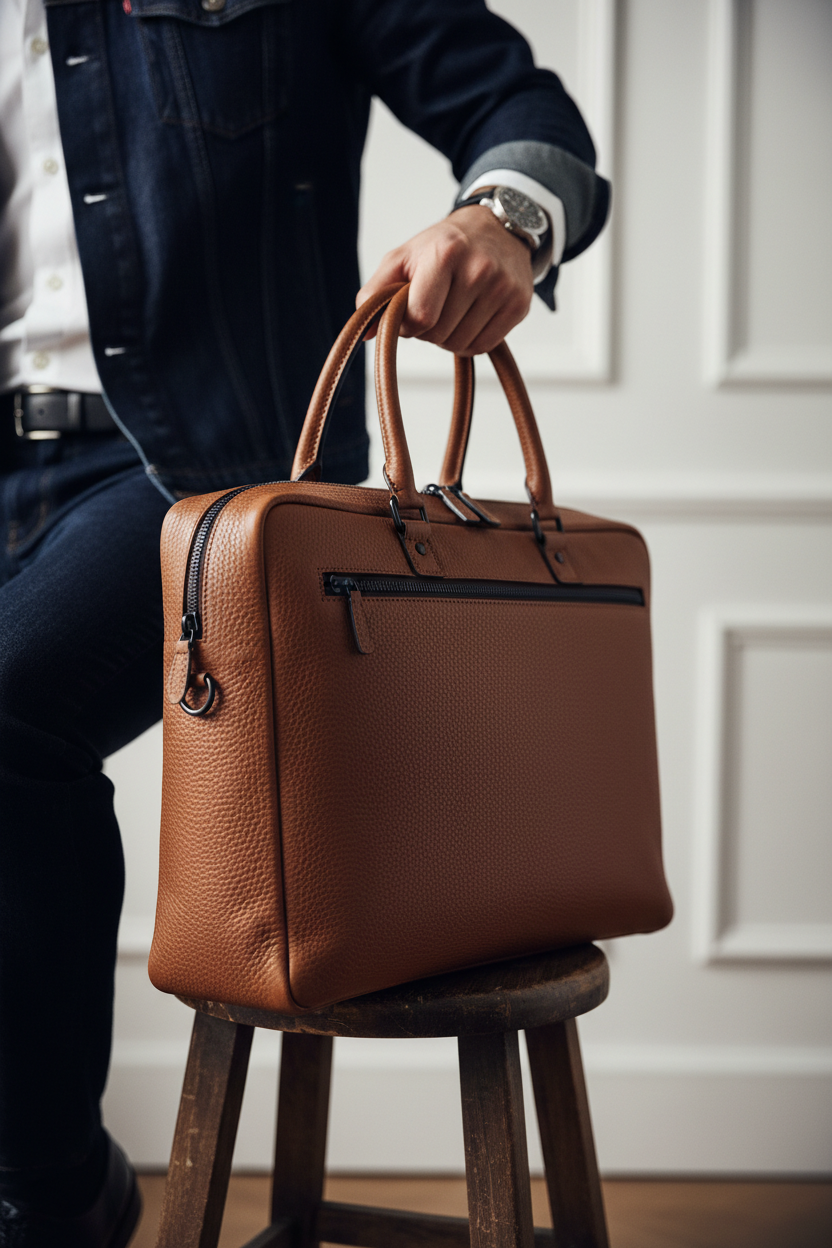 Brown Leather Briefcase — Craftsmanship Lifestyle