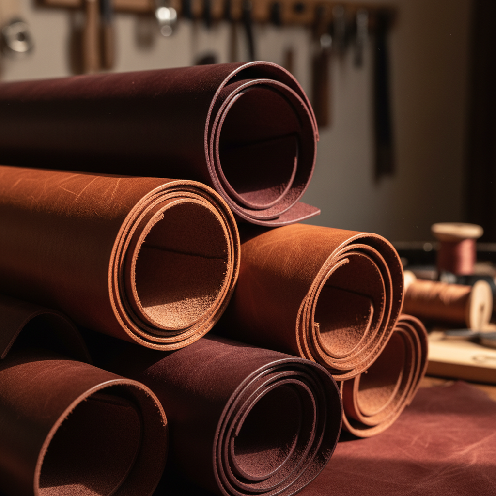 Burgundy & Chestnut Leather Hides