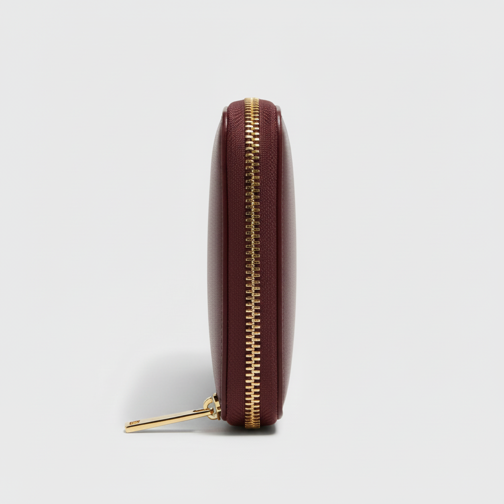 Burgundy Continental Wallet — Side Profile View