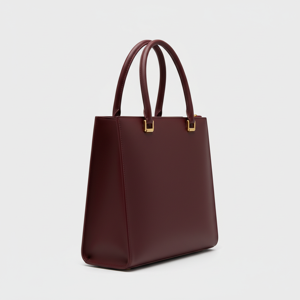 Stella Laptop Tote - Burgundy - Side Profile View