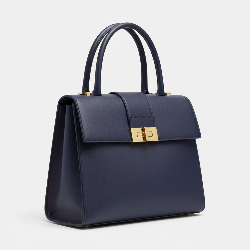 Victoria Executive Tote – Navy Blue – Front Angle View