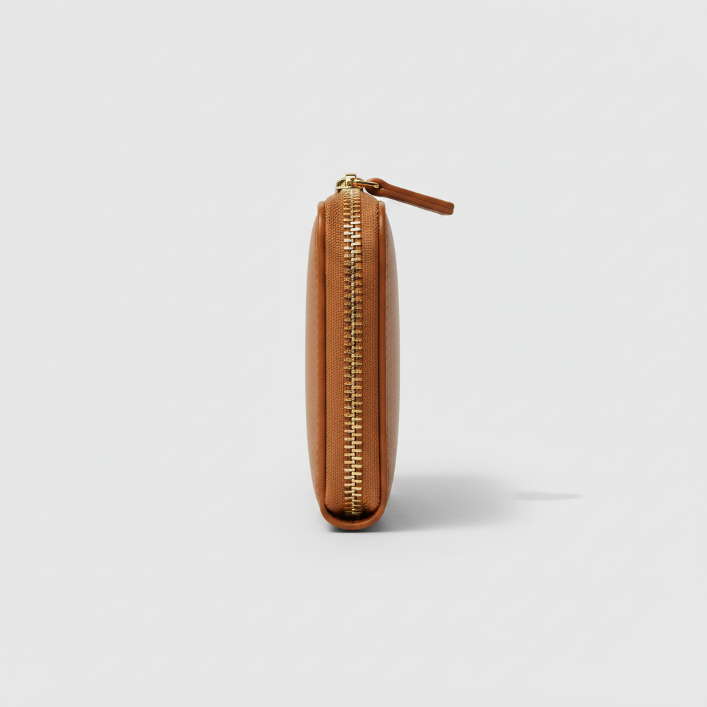 Luna Coin & Card Wallet Warm Brown — Side Profile View