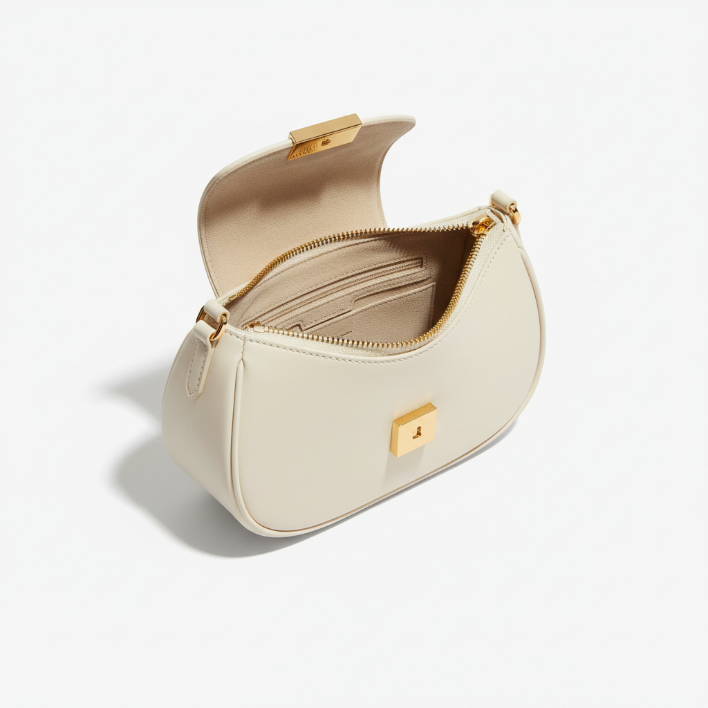 Le Gina Mini Crescent — Ivory Open Interior View
