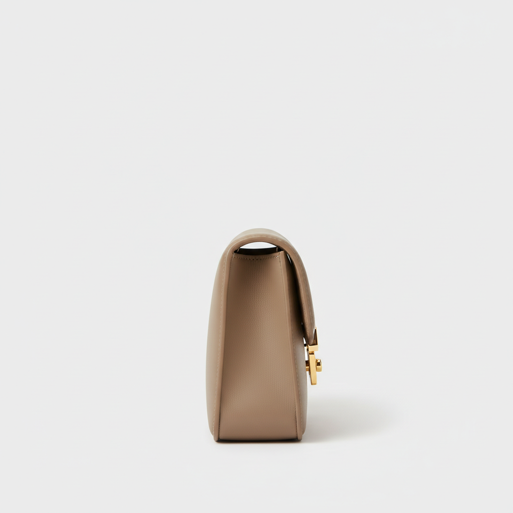 Luna Flap Mini Bag in Taupe - Side Profile View