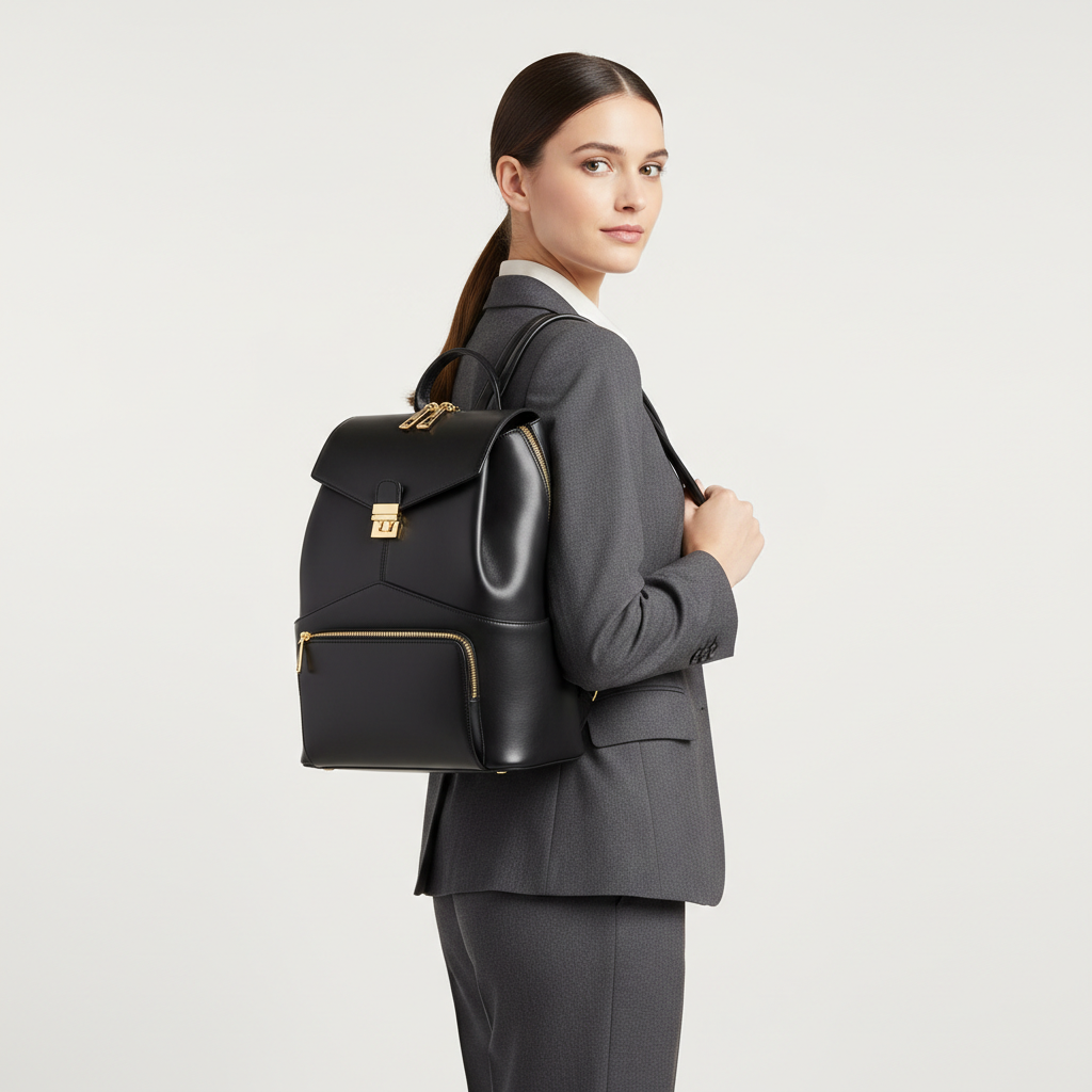 Sophia Work Backpack - Black - Model Shot