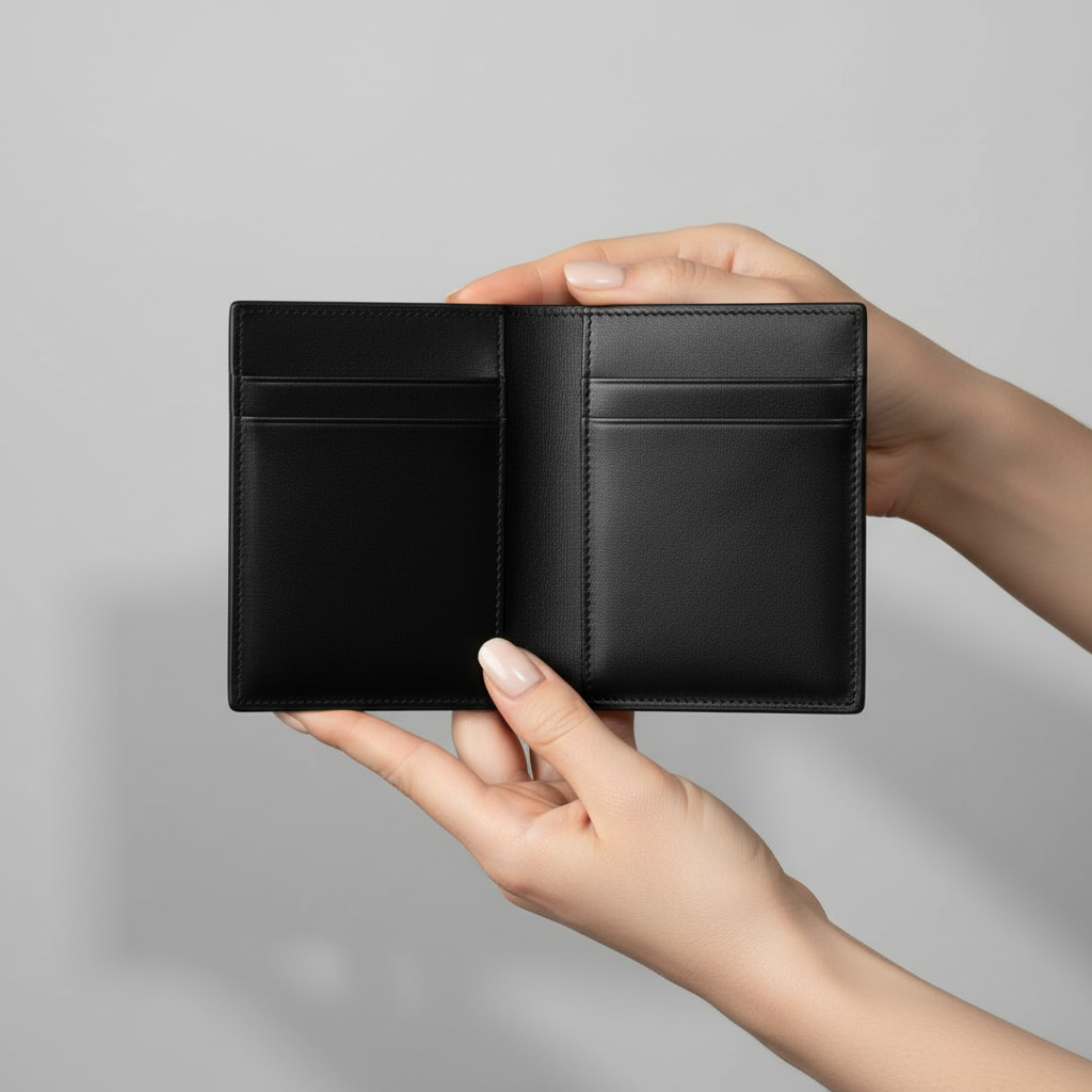 Celeste Passport Holder Black — Model Shot