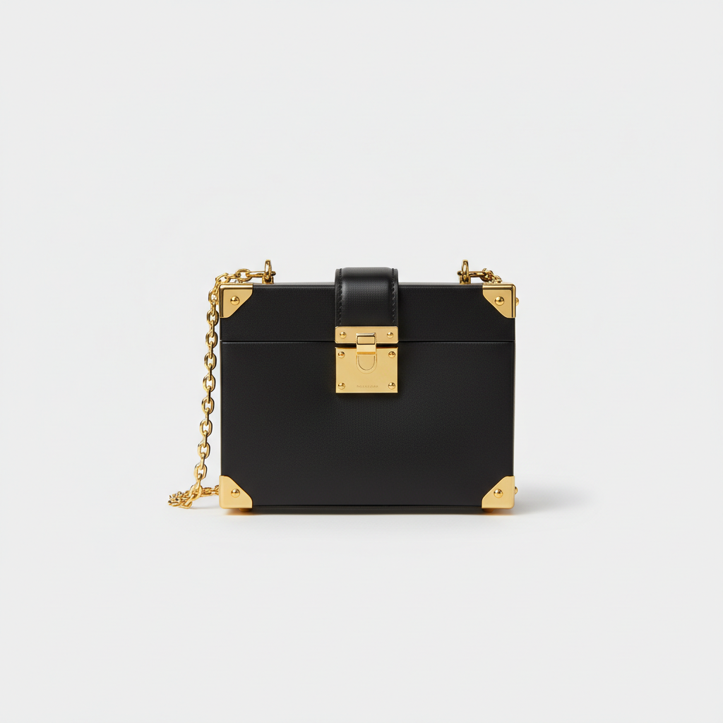 Stella Box Mini Bag in Black - Front Angle View