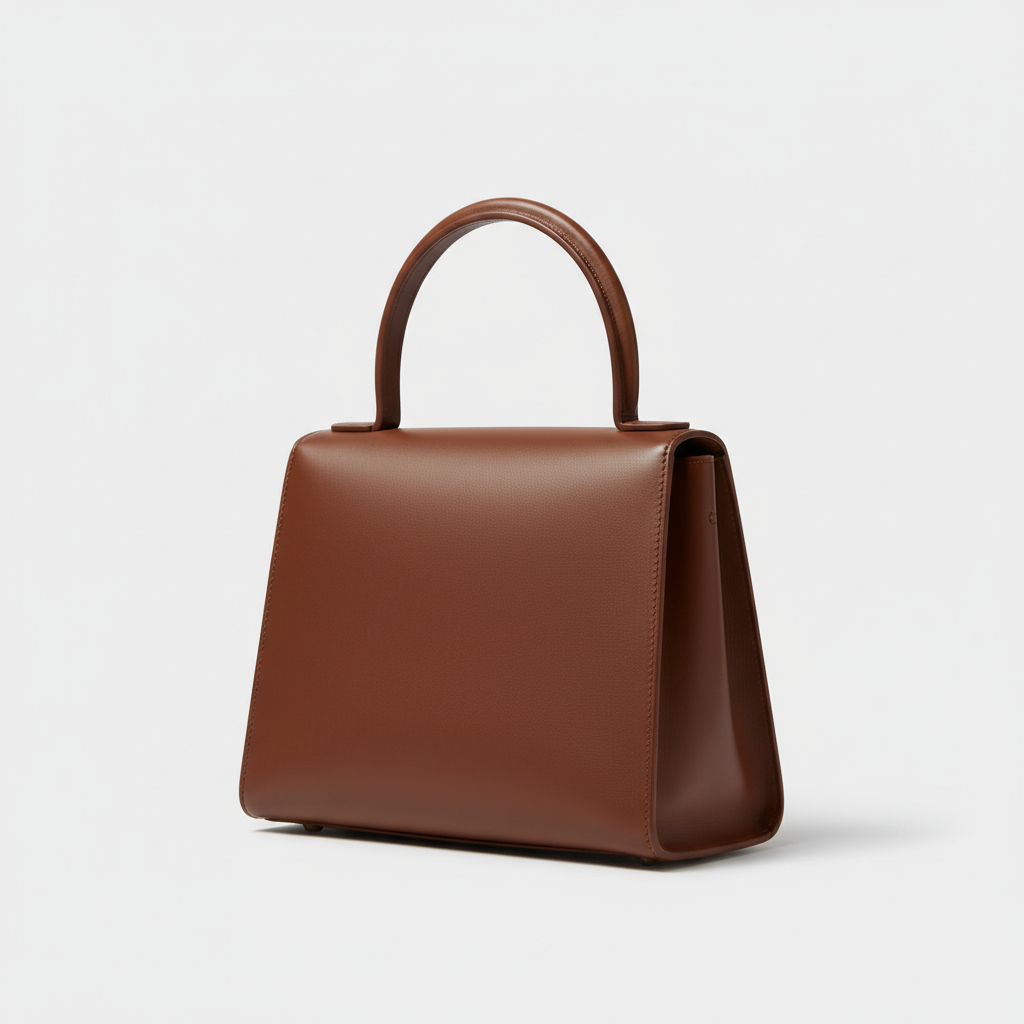 Noir Top Handle Satchel in Chocolate Brown leather, front angle view