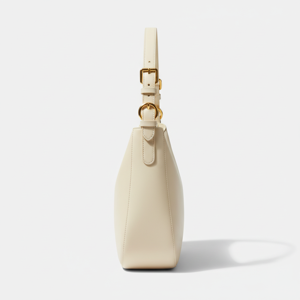 Le Gina Saddle Hobo — Ivory Side Profile View