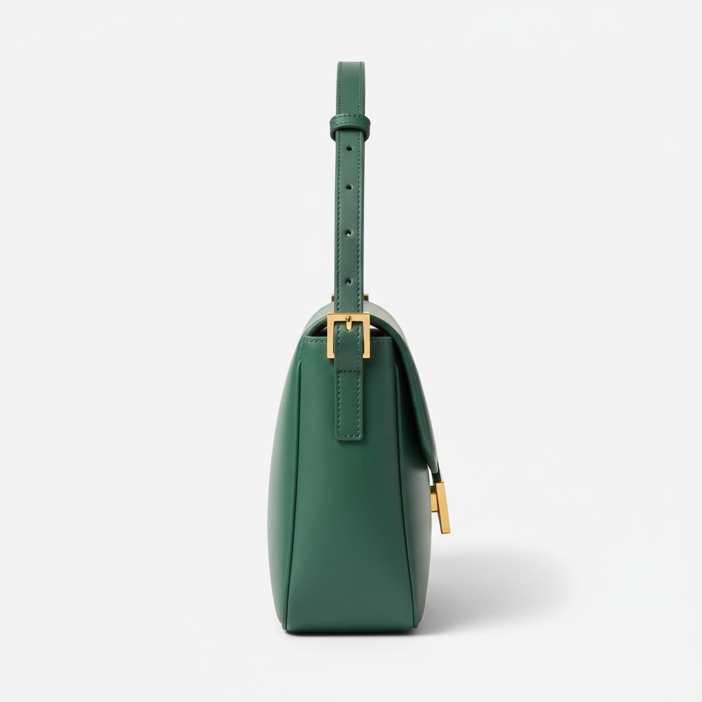 Le Gina East-West Bag — Petrol Green Side Profile View