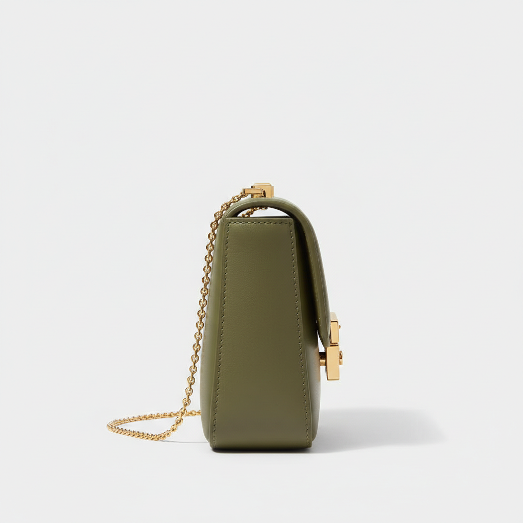 Le Nova Compact Crossbody – Olive Green – Side Profile View