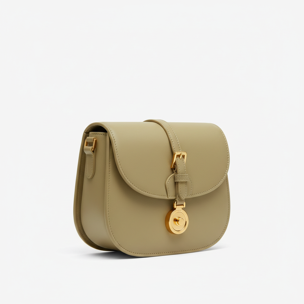 Le Nova Saddle Bag – Almond Green – Front Angle View