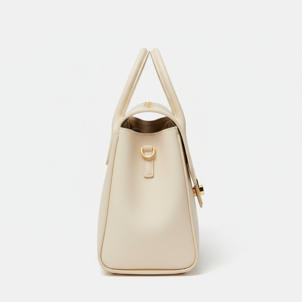 Emma Daily Work Bag - Cream - Side Profile View