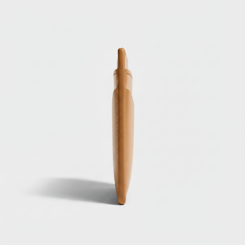 Stella Card Holder Camel — Side Profile View