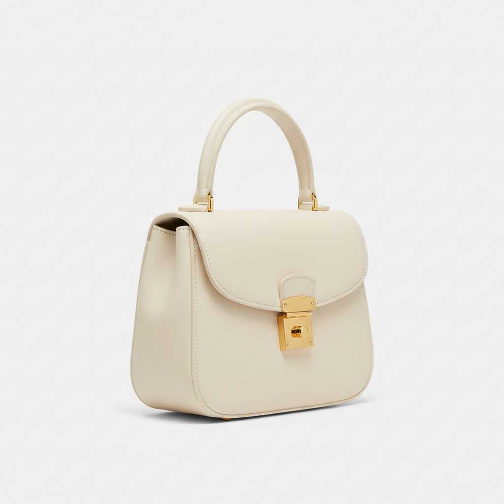 Le Nova Mini Satchel – Ivory – Side Profile View
