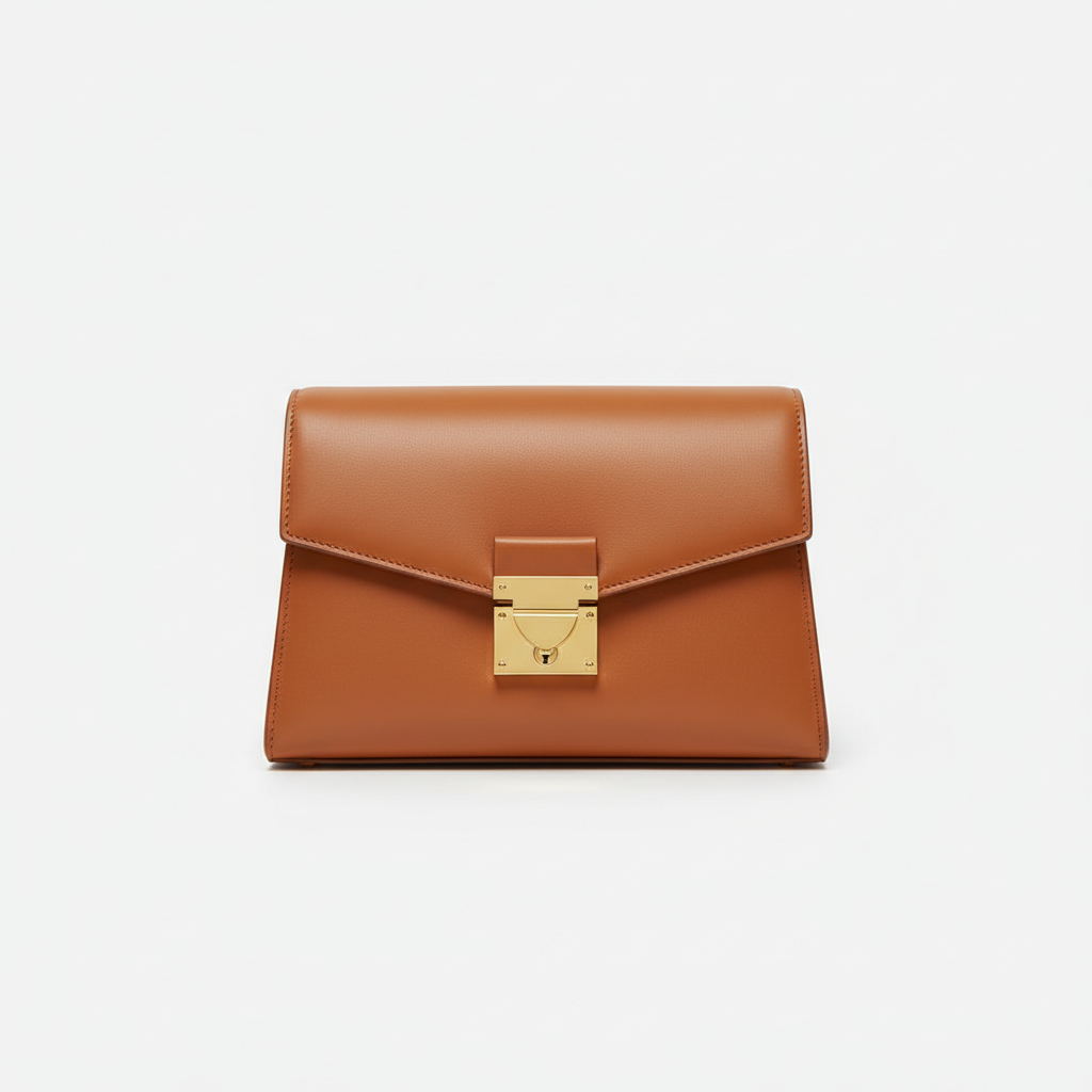 Elara Flap Shoulder Bag in Caramel - Hero Front View