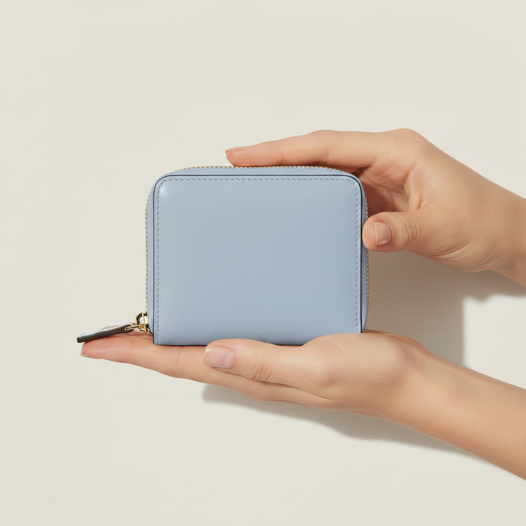 Luna Coin & Card Wallet Powder Blue — Model Shot