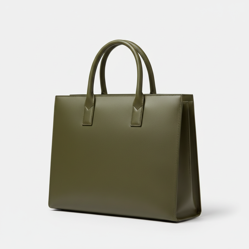 Atlas Executive Briefcase in Olive Green — Front Angle View