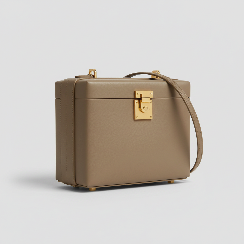 Stella Box Mini Bag in Taupe - Front Angle View