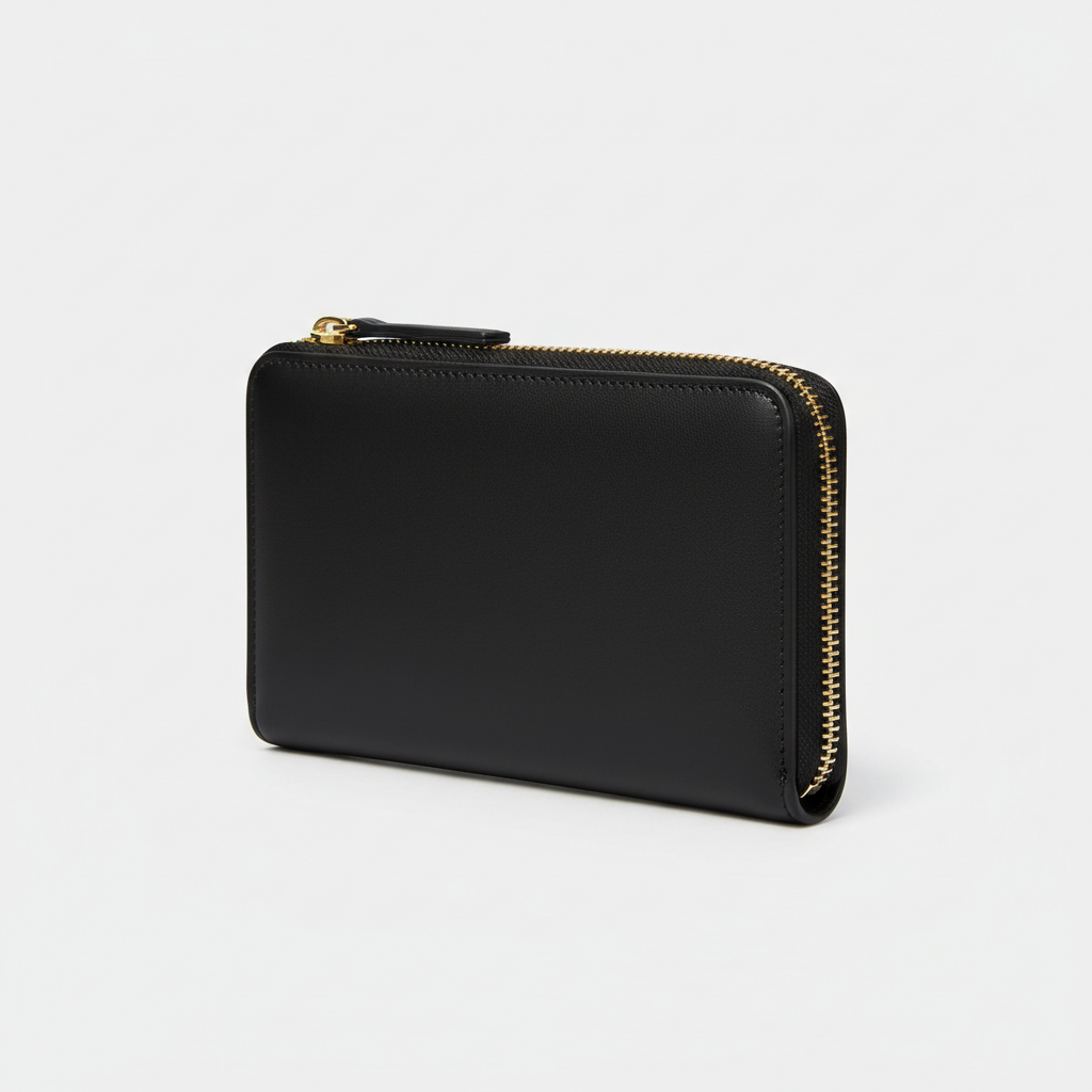Amelia Zip Wallet Black — Front Angle View