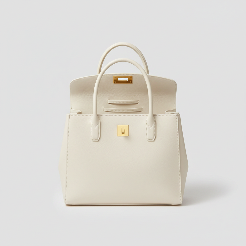 Amelia Office Tote - Ivory - Hero Front View