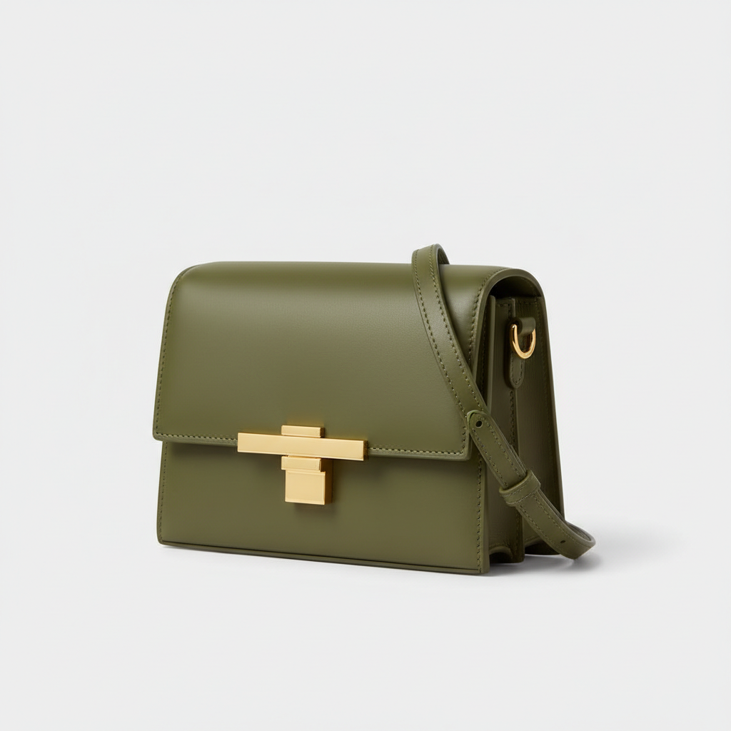Le Nova Compact Crossbody – Olive Green – Front Angle View