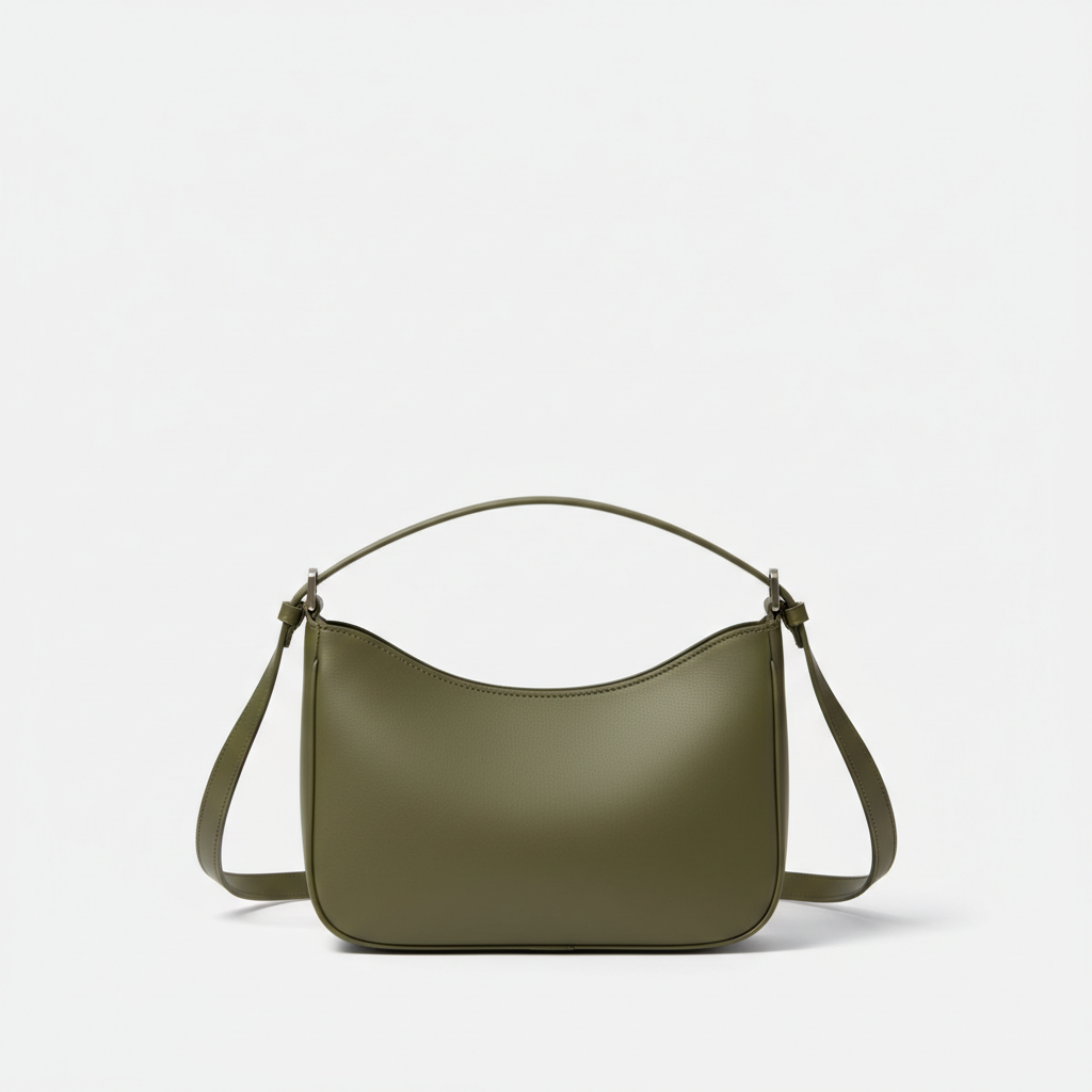 Nova Everyday Shoulder Bag in Olive Green - Side Profile View
