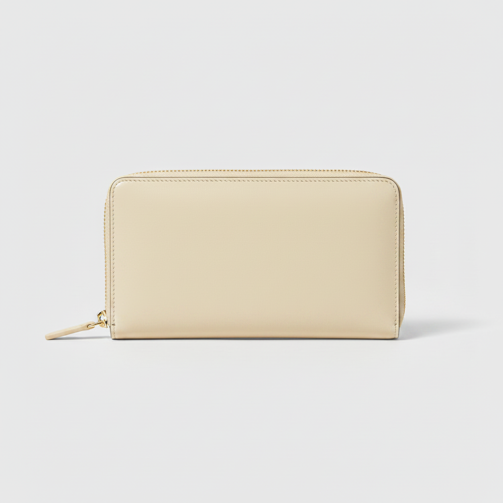 Amelia Zip Wallet Ivory — Hero Front View