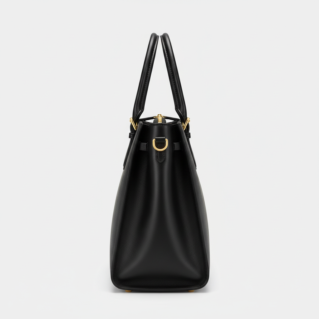 Amelia Office Tote - Black - Side Profile View