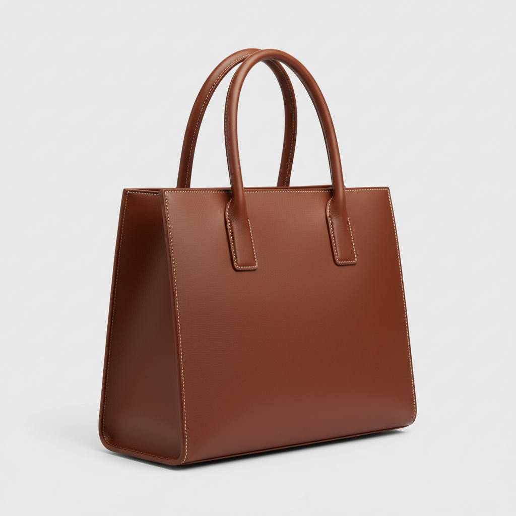 Noir Executive Tote in Chocolate Brown leather, front angle view