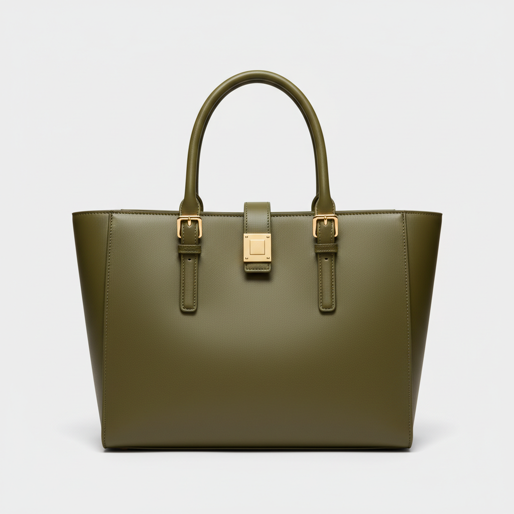 Amelia Office Tote - Olive Green - Hero Front View
