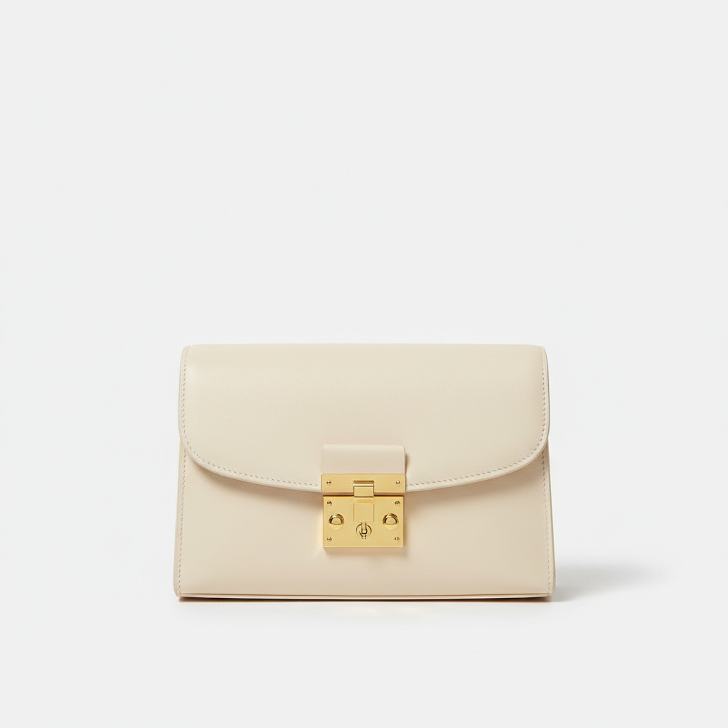 Elara Flap Shoulder Bag in Cream - Hero Front View