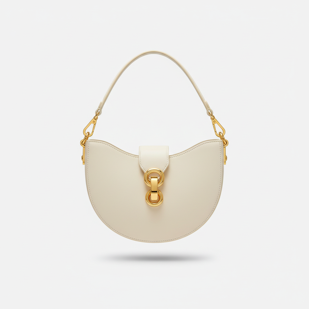 Le Gina Half Moon Bag — Ivory Hero Front View