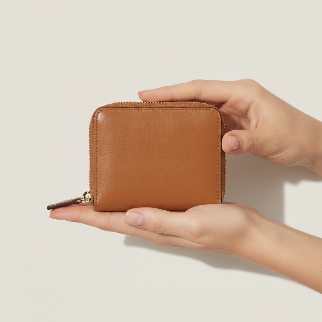 Luna Coin & Card Wallet Warm Brown — Model Shot