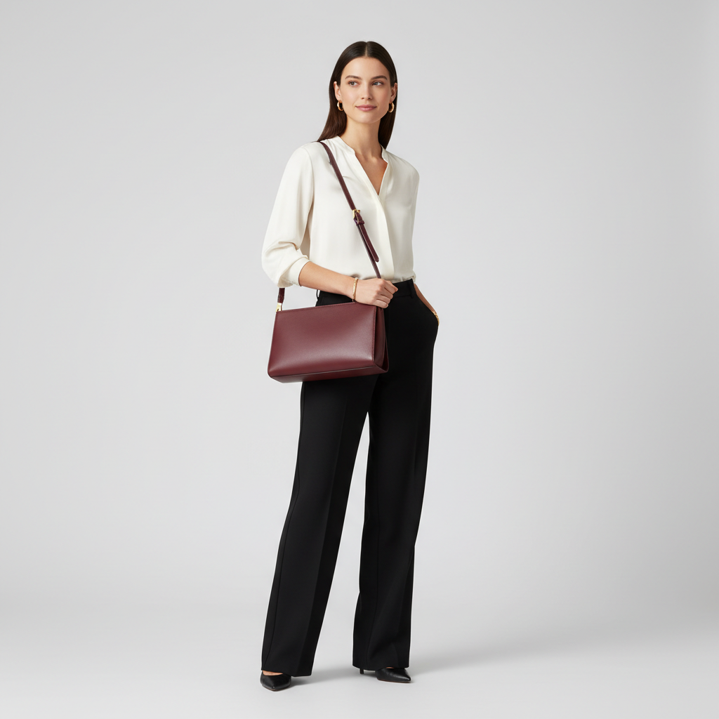 Le Gina East-West Bag — Burgundy Female Model