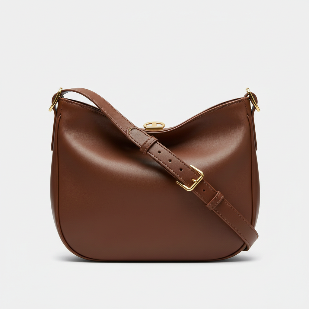 Le Gina Saddle Hobo — Chocolate Brown Hero Front View