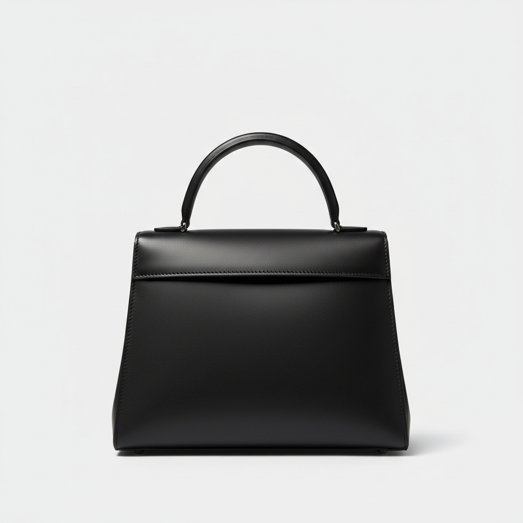 Noir Top Handle Satchel in Black leather, hero front view