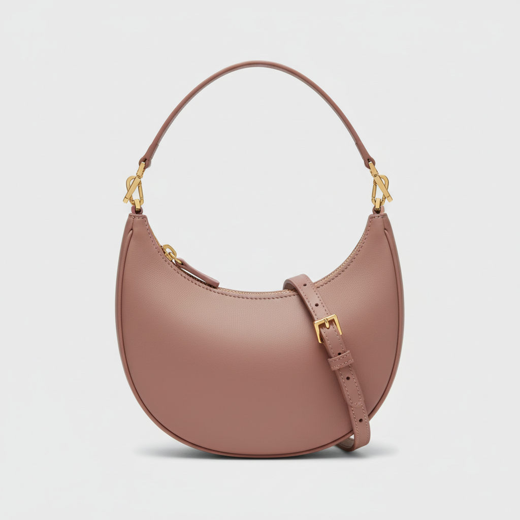 Aria Crescent Mini Bag in Dusty Rose - Hero Front View