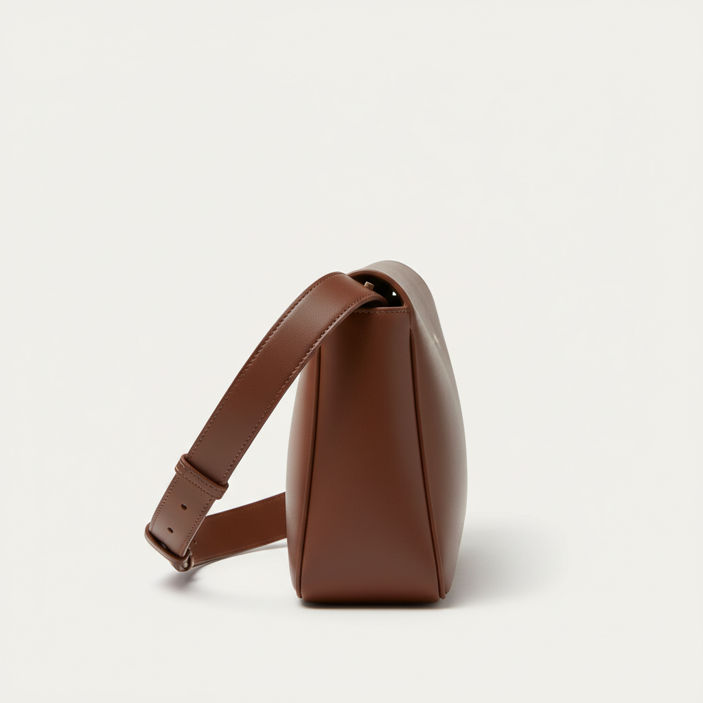 Nova Everyday Shoulder Bag in Chocolate Brown - Side Profile View
