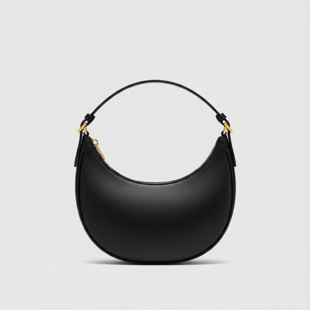 Aria Crescent Mini Bag in Black - Hero Front View