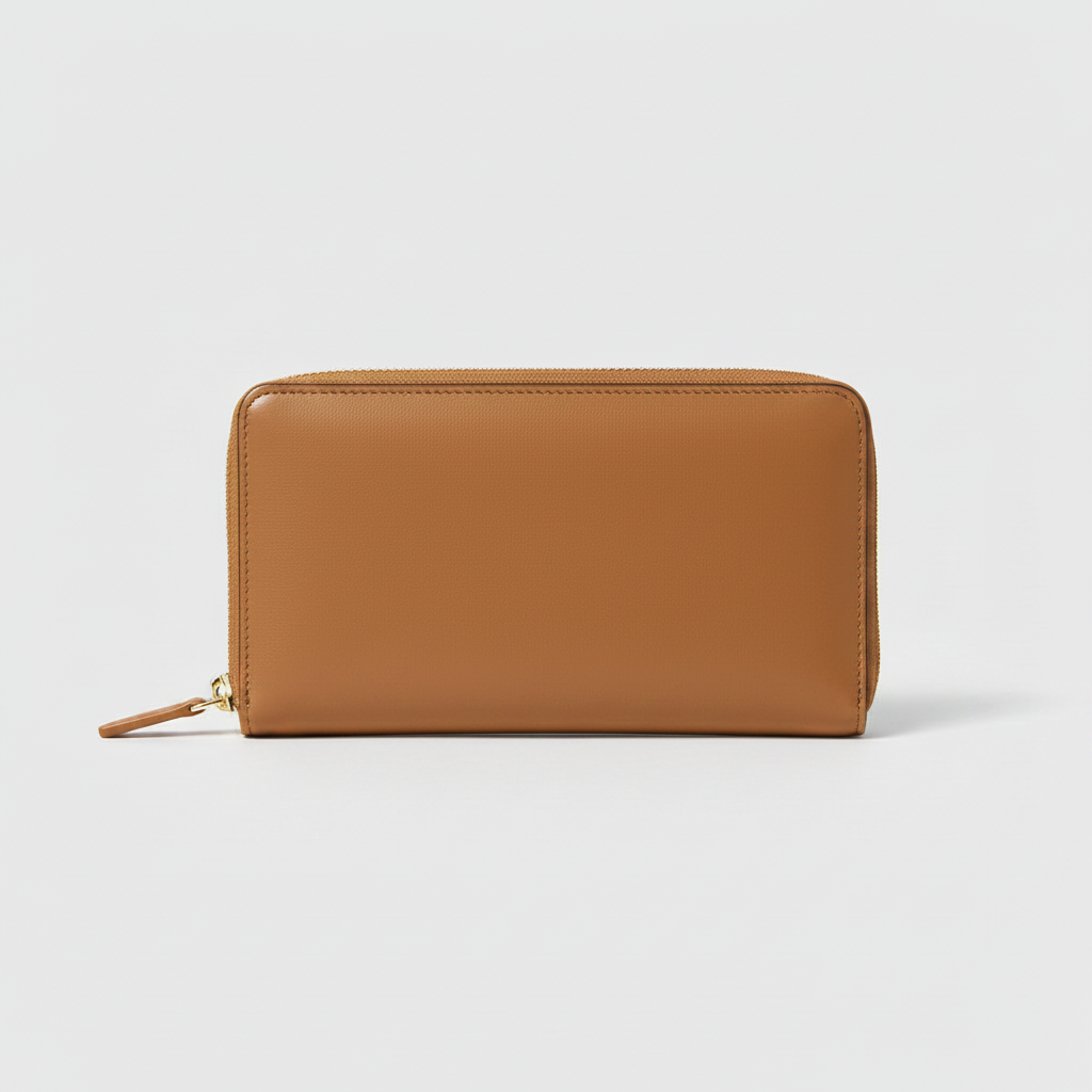 Amelia Zip Wallet Camel — Hero Front View