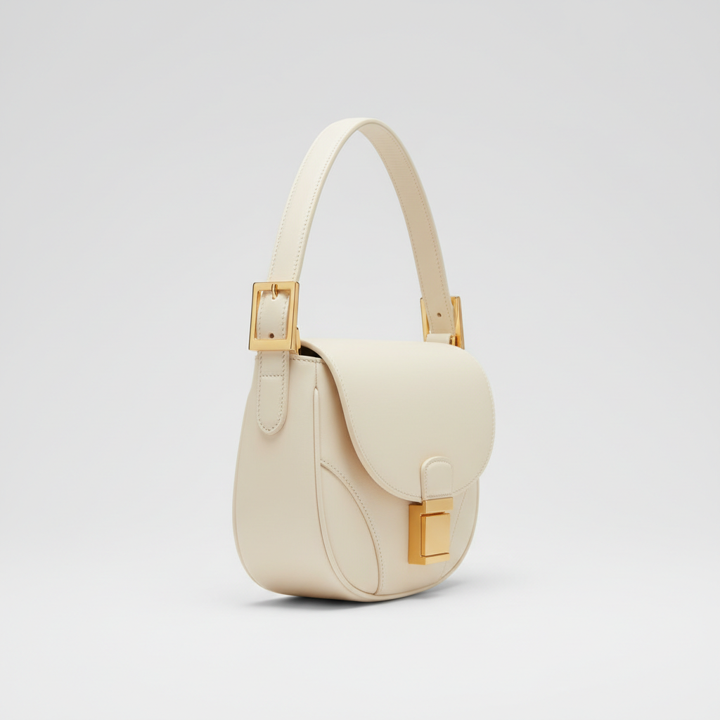Le Nova Saddle Bag – Ivory – Side Profile View