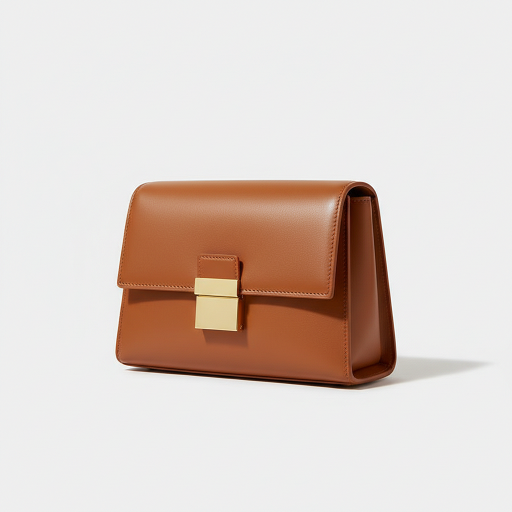 Elara Flap Shoulder Bag in Caramel - Front Angle View