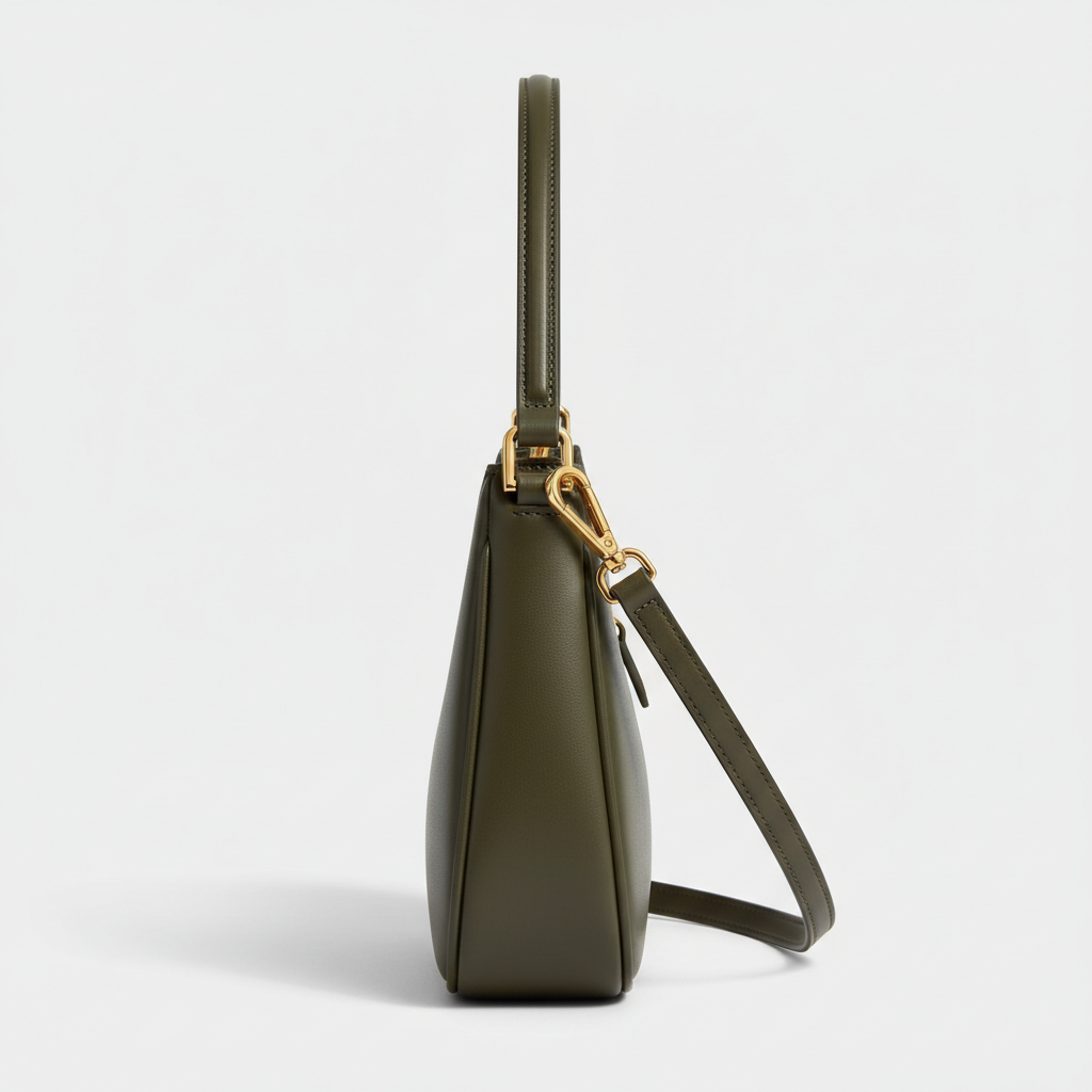Aurora Mini Shoulder Bag in Deep Olive – Side Profile View
