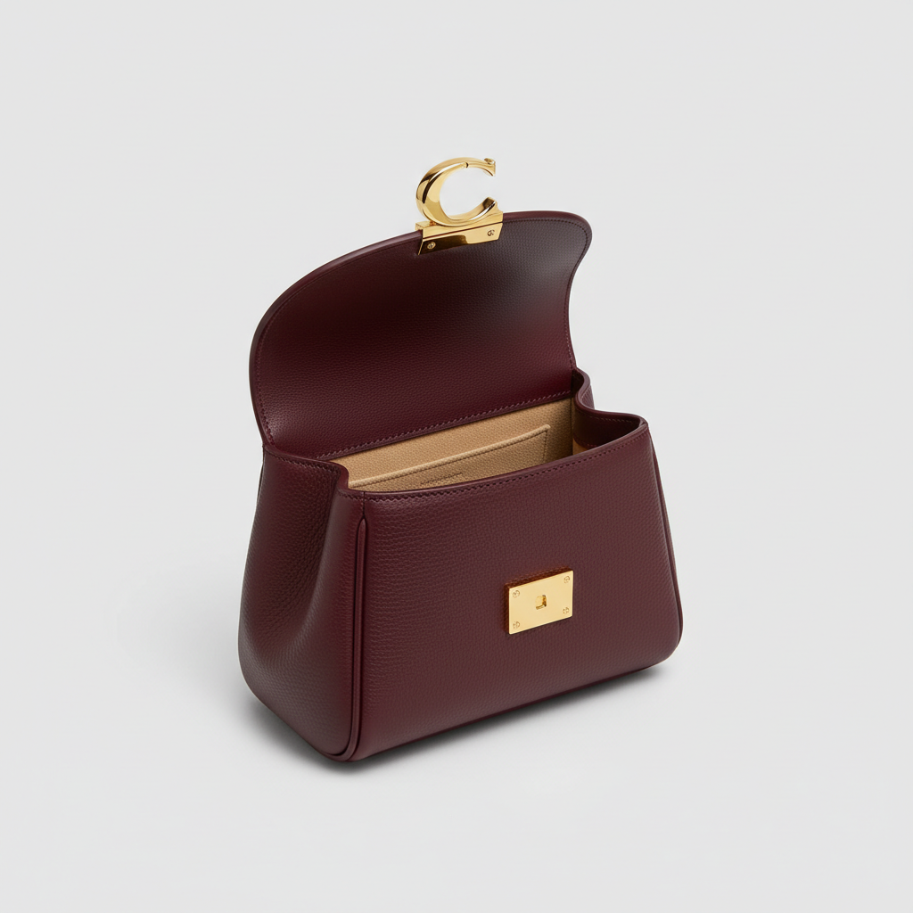 Le Nova Mini Satchel – Burgundy – Open Interior View