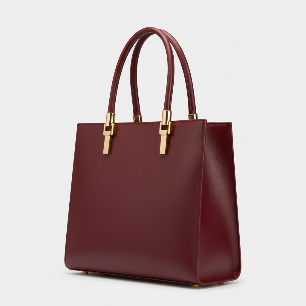 Stella Laptop Tote - Burgundy - Front Angle View