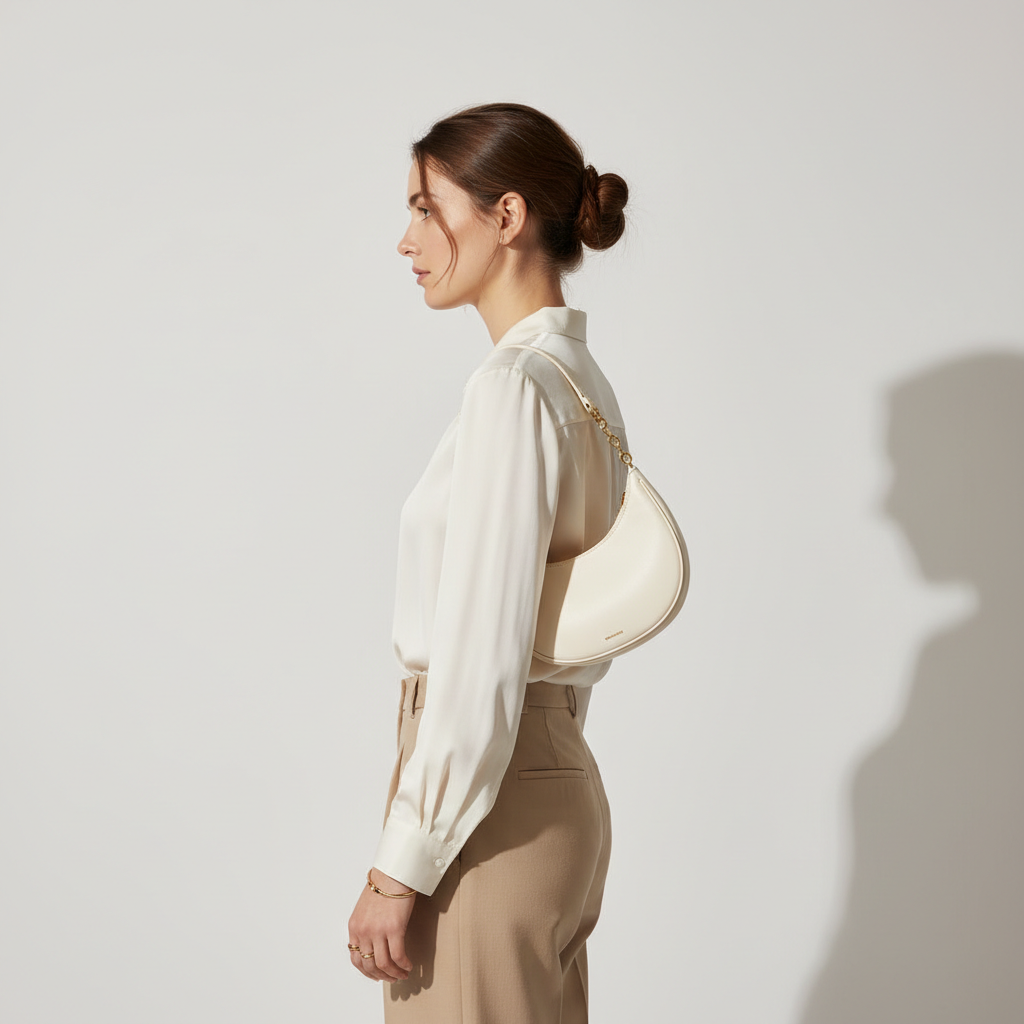 Le Gina Mini Crescent — Ivory Female Model