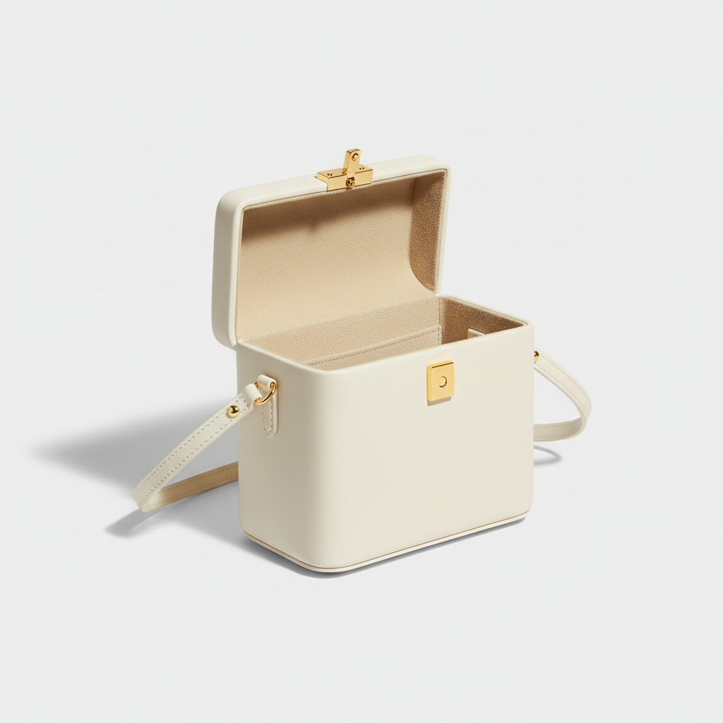 Stella Box Mini Bag in Ivory - Open Interior View